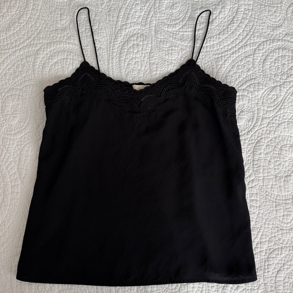 Sezane 100% silk Palma Top, Noir. Size 32/0.